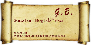 Geszler Boglárka névjegykártya